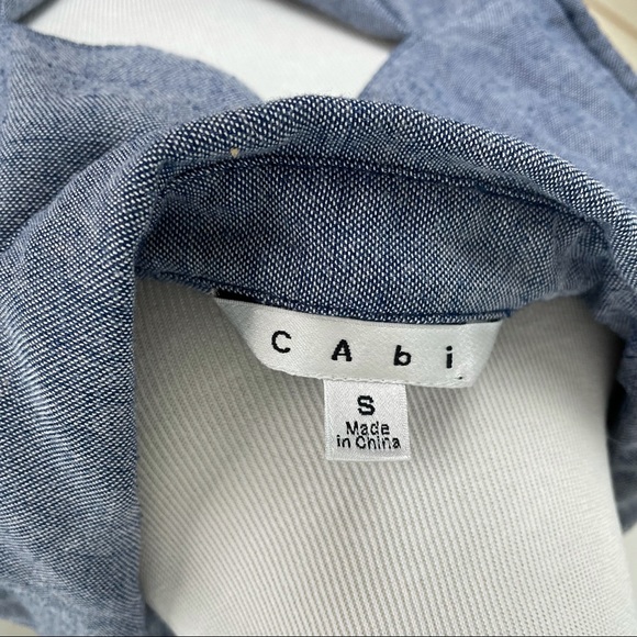 CAbi Blue Chambray High-Low Tank with Cutout Back - Picture 5 of 7